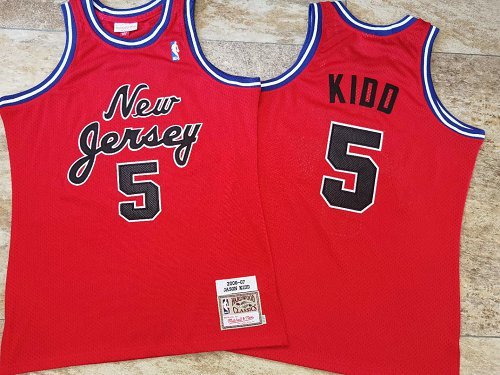 Men Brooklyn Nets 5 Kidd red Home NBA Jersey Print